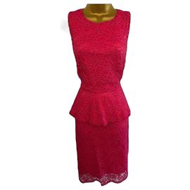 Joseph Ribkoff Damen Vintage-Kleid mit Schößchen aus Spitze in Rosa UK 10 US 6 EU 38