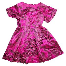 3.1 Phillip Lim 3.1 Vestido entallado y con vuelo de brocado rosa cereza vintage de Phillip Lim Reino Unido 12 US 8 UE 40