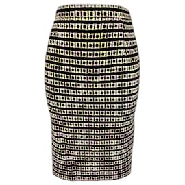 Escada Margaretha Ley Mujeres Vintage Negro Pastel Lápiz Falda Reino Unido 10 US 6 UE 38