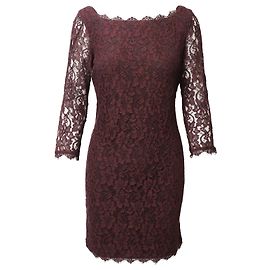 Vestido de encaje Diane Von Furstenberg en rayón burdeos
