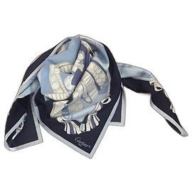 Pañuelo Cartier de seda azul marino