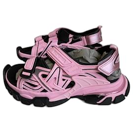 Sandali Balenciaga Track Rosa e Neri in Tessuto