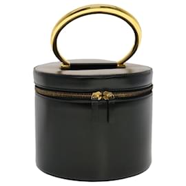 Céline Pochette cosmetica CELINE Vanity in pelle nera e oro Auth 43930