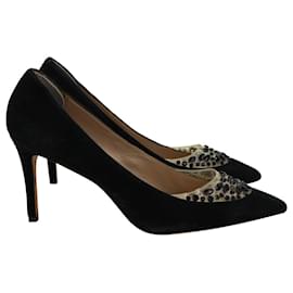 Tory Burch Delphine Embellished Pumps in Black Suede
