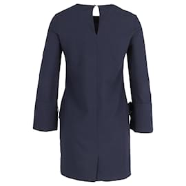 Iris & Ink-Ärmel-Tunikakleid mit Schleife aus marineblauem Polyester