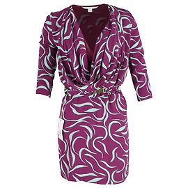 Minivestido con cinturón y cuello desbocado en poliéster multicolor Danil de Diane Von Furstenberg