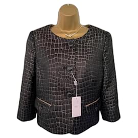 Armani Collezioni Giacca da donna jacquard in filo d'oro nero IT 44 US 8 UK 12