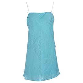Rotate Birger Christensen Satin Jacquard Vestido Mini Slip em Viscose Azul - Autre Marque