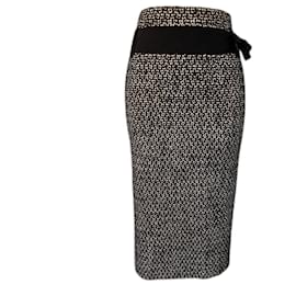 Escada Mujer Negro Tweed Mezcla De Lana Lápiz Falda Business Office UK 10 US 6 UE 38