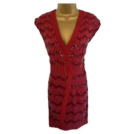 Hoss Intropia Abito Cocktail Party con Paillettes e Ribes Rosso 14 US 10 Unione Europea 42