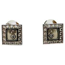 Orecchini Chopard Happy Diamonds Icons Quadrati Oro Bianco e Diamanti