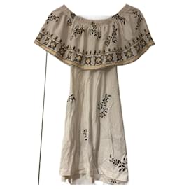 Minivestido Asos de algodón crudo con bordados amarillos y verdes Talla 34