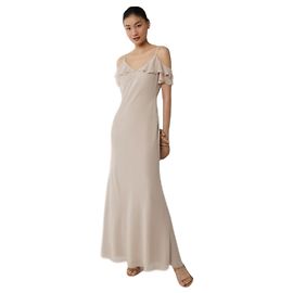 Cremefarbenes Chiffon-Maxikleid mit kalter Schulter für Damen von Coast, Brautjungfer, Abschlussball UK 12 US 8