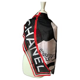 Pareo Chanel Coco negro blanco rojo algodón