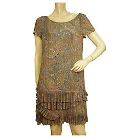 Mini abito mini pieghe arricciato a maniche corte con stampa Paisley multicolore ETRO 40