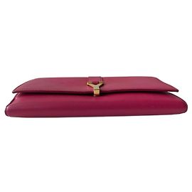 Portafoglio Saint Laurent Chyc in pelle fucsia
