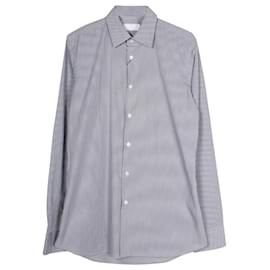 Camicia a maniche lunghe a quadri Prada in cotone grigio
