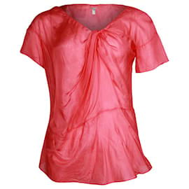 Chloé Top Drapeado Chloe en Seda Roja