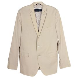 Blazer monopetto sartoriale Dolce & Gabbana in cotone beige
