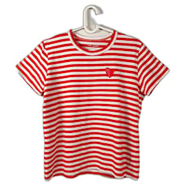 Camiseta de rayas roja y blanca de algodón Tory Burch Tory Sport