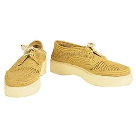 Robert Clergerie Mocassini in rafia beige Scarpe con plateau e zeppa in pizzo Taglia 40