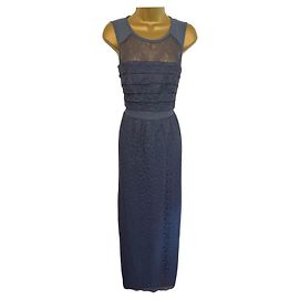 WHISTLES Womens Narcisse Petrol Blue Lace Maxi Dress UK 10 US 6 EU 38