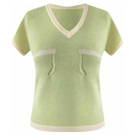Chanel 04do 2004 logotipo de crucero de Karl Lagerfeld cachemir verde claro