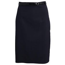 Moschino Cheap And Chic Rock mit Gürtel aus marineblauer Schurwolle