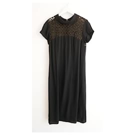 L'Agence Schwarzes Kleid mit Häkelpasse von L’Agence