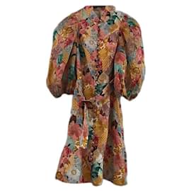 Vestido corto de lino Zimmermann con mangas de globo