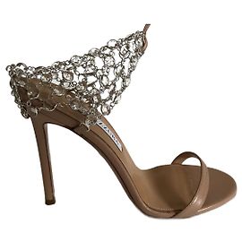Aquazzura Kristall-Absätze Beige Leder