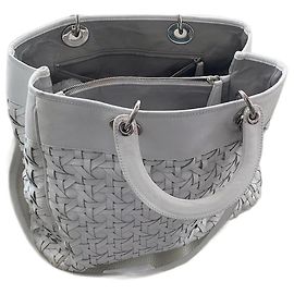 Christian Dior Sommerliche geflochtene Lady Dior Avenue-Tasche in weißer Farbe