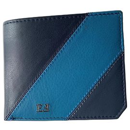 Autre Marque Egon Von Furstenberg Leather Wallet Navy and Light Blue