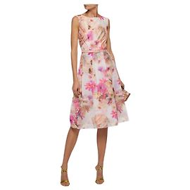 Autre Marque MIKAEL AGHAL Rosafarbenes Fit & Flare-Organzakleid mit Blumendruck für Damen UK 8 US 4 EU 36