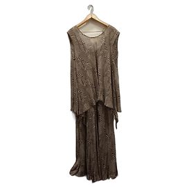 Gianni Versace Sommerkleid mit Zebramuster und Weste Beige Dunkelbraun