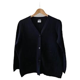 Chanel Uniform Cardigan Schwarz Baumwolle
