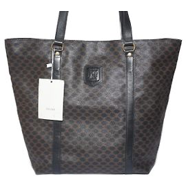 Celine Daoust NWT Authentic CELINE Macadam Tote BORSA A SPALLA MARRONE CON PELLE nera MC98/1