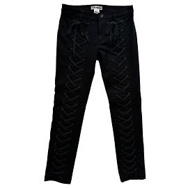 Issey Miyake Schwarze Korsetthose aus Baumwolldenim