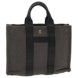 Hermès HERMES Sac Arne Borsa A Mano Tela Pelle Grigio Auth bs6147