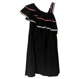 Asos Minikleid aus schwarzer Baumwolle rosa weiß