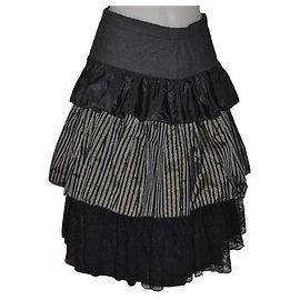 Luisa Spagnoli Wollmischung Midirock Schwarz Grau