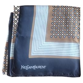 Yves Saint Laurent Seidentuch Schwarz Geometrisches Muster