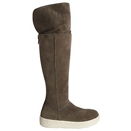 Moncler Botas hasta la rodilla con forro de piel de oveja en ante gris