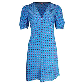 Minivestido con estampado floral Staud Milla en rayón azul