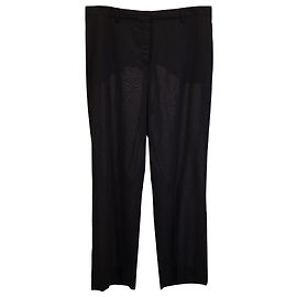 Pantaloni Akris a gamba dritta in lana Testa di Moro
