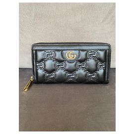 Gucci GG Matelasse Geldbörse Schwarz Leder
