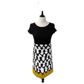 Marella by Max Mara Damen-Etuikleid in Schwarz, Weiß und Gelb, 1960 US 6 Vereinigtes Königreich 10 EU 38