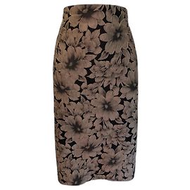 Marella by Max Mara Damen-Bleistiftrock mit Blumenmuster in Schwarz und Bronze UK 12 US 8 EU 40