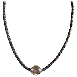 Collana Swarovski in pelle marrone con cristallo