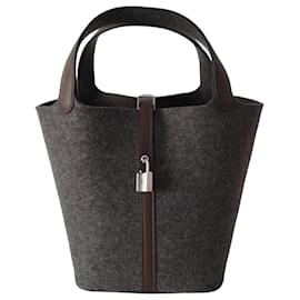 Hermès Borsa Hermes Picotin 22 Feltro Grigio Avana